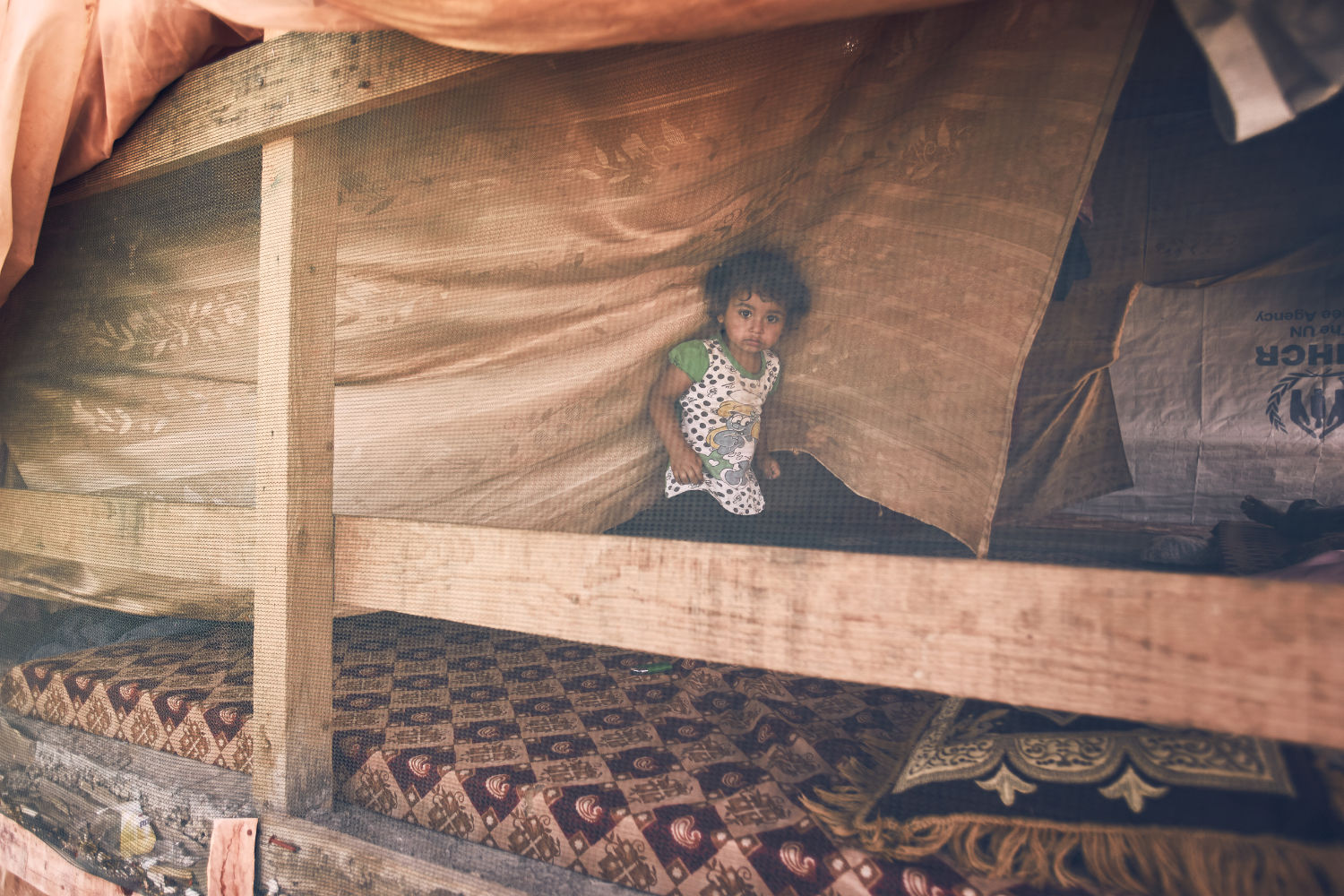 A child in a refugee camp in Lebanon